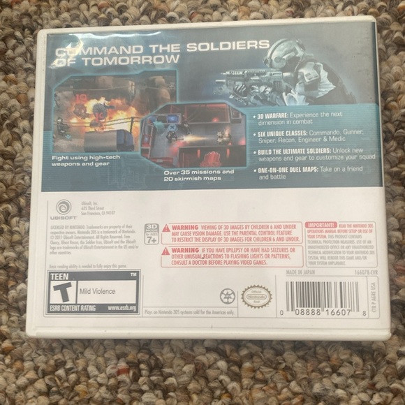 Nintendo 3DS Tom Clancy's Ghost Recon Shadow Wars CASE and MANUAL only - Picture 2 of 5